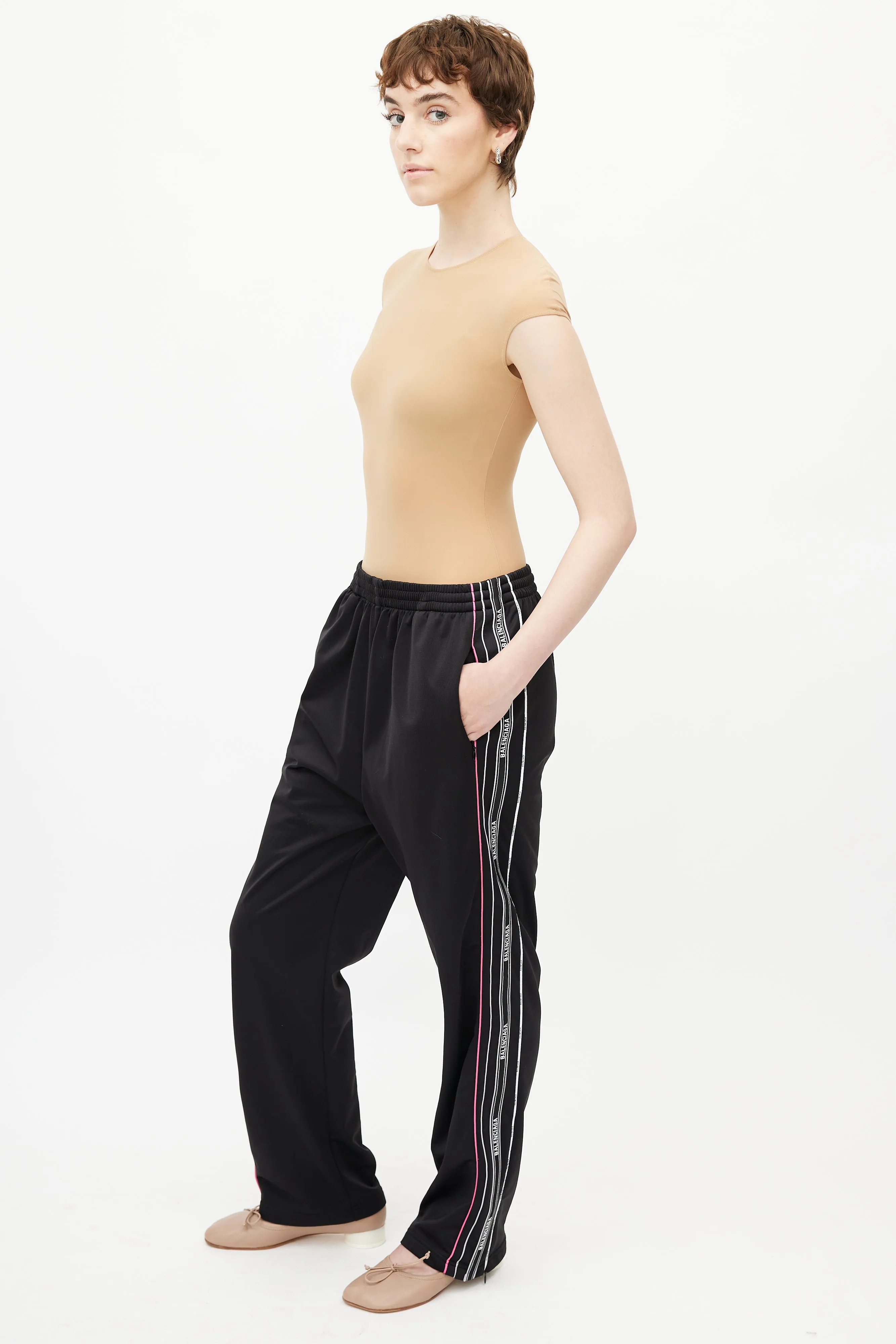 Black & Multicolour Logo Track Pant