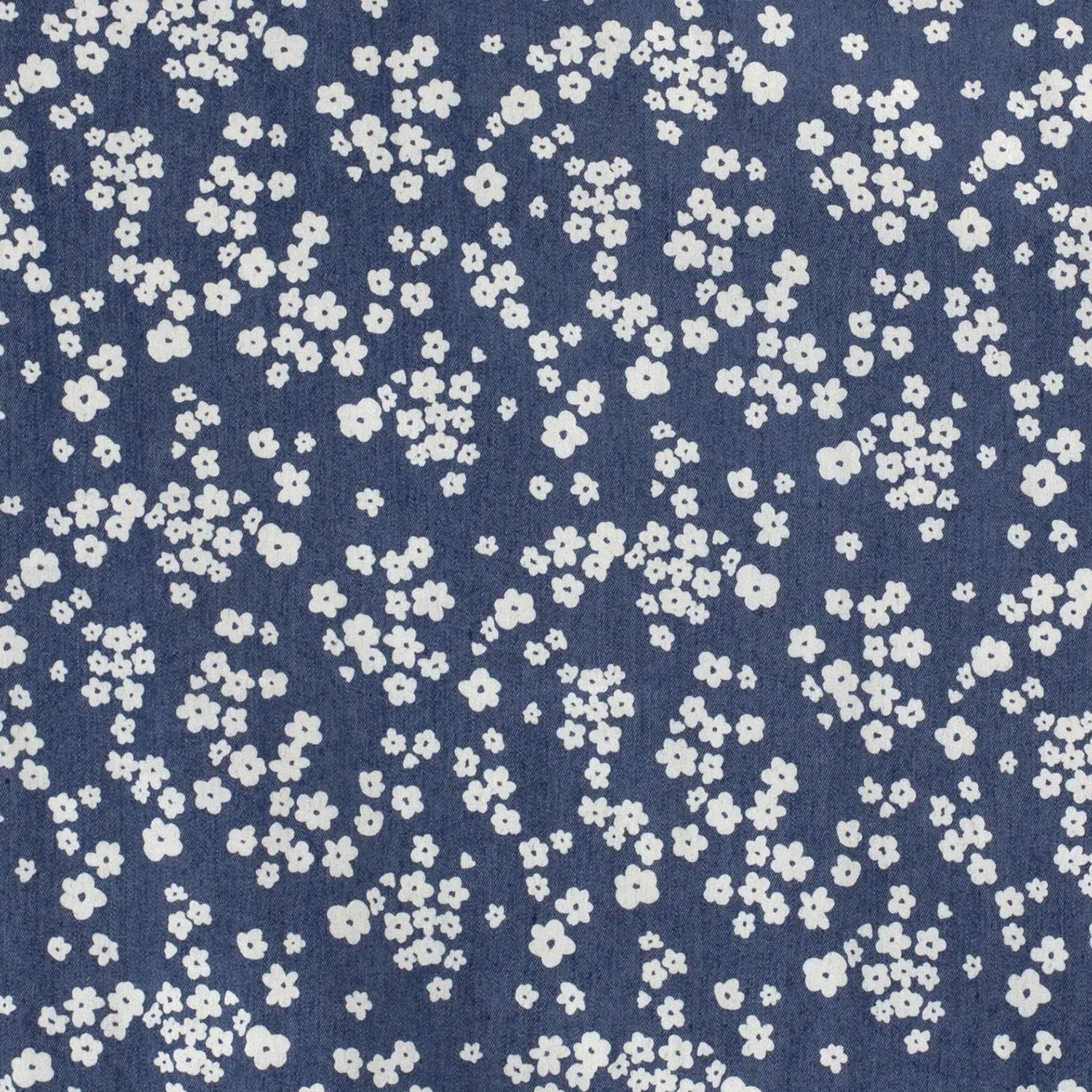 Blossoms Printed Stretch Denim Fabric
