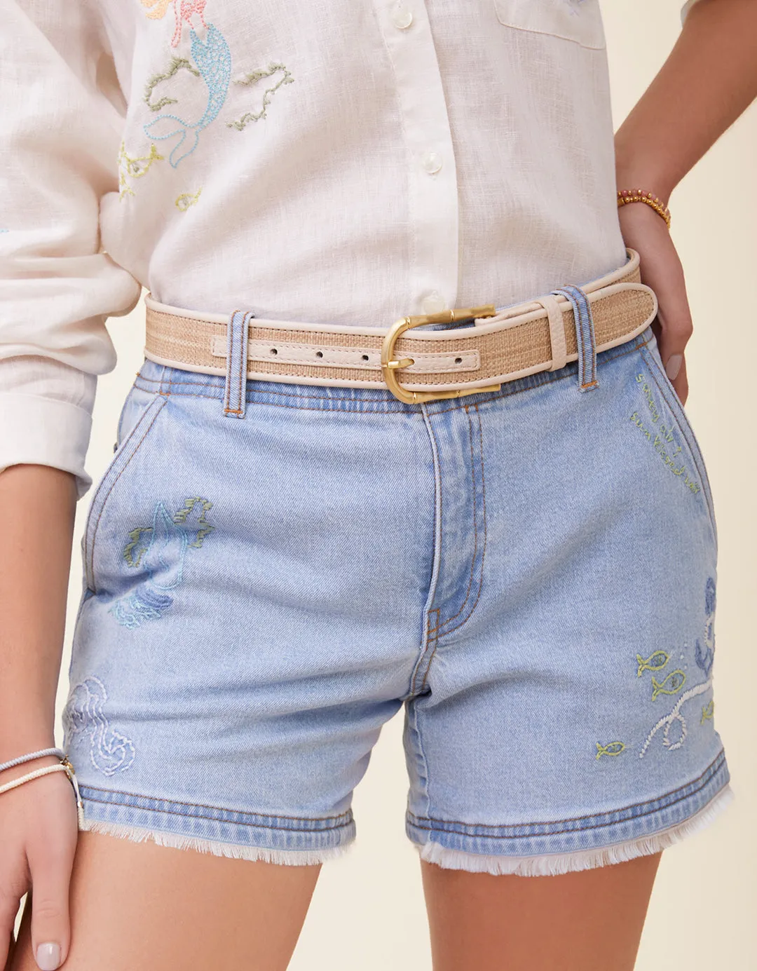 Dawn Embroidered Denim Shorts by Spartina 449