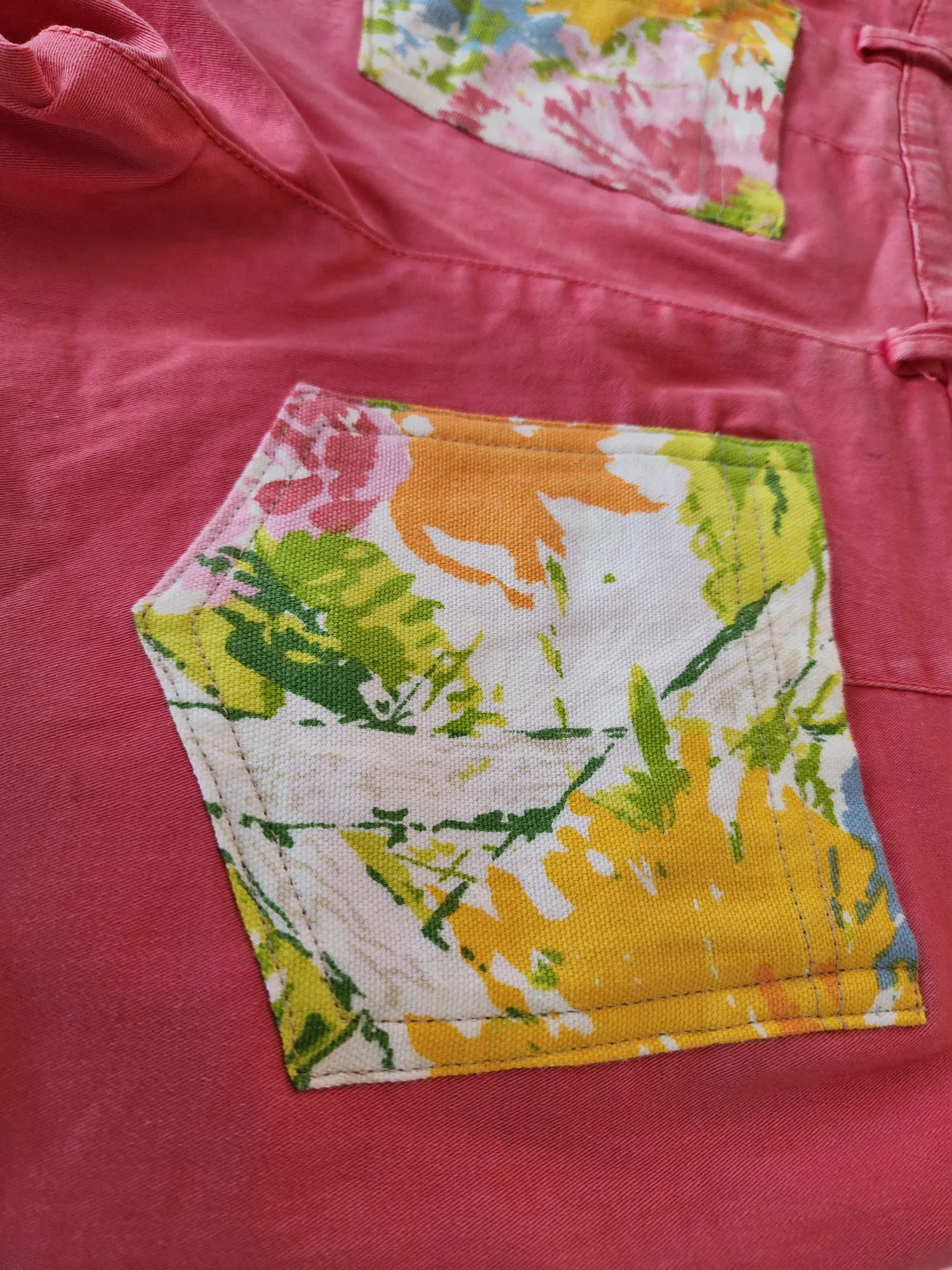 Full Set - Pink Denim with Flower Print fully Upcycled