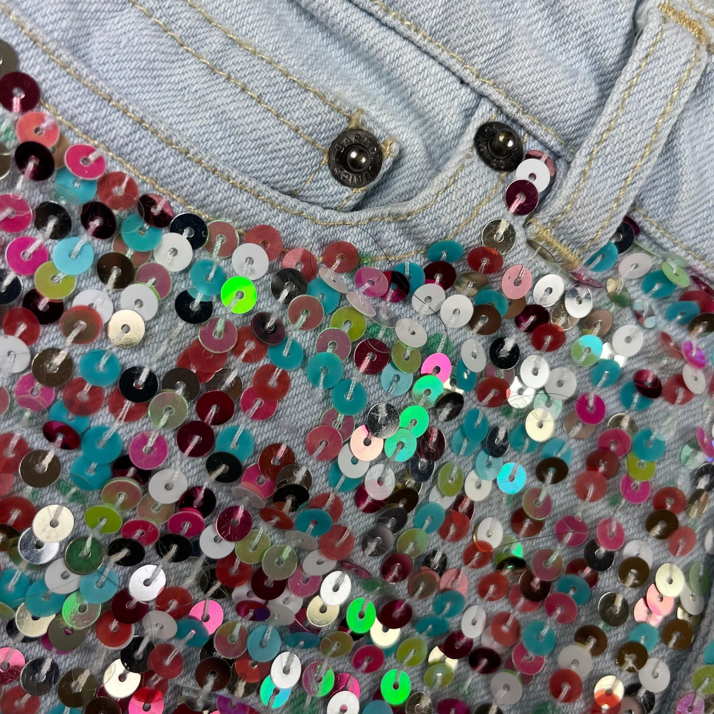 Girls Bardot Junior Sequinned Front Denim Shorts - Size 4 Years