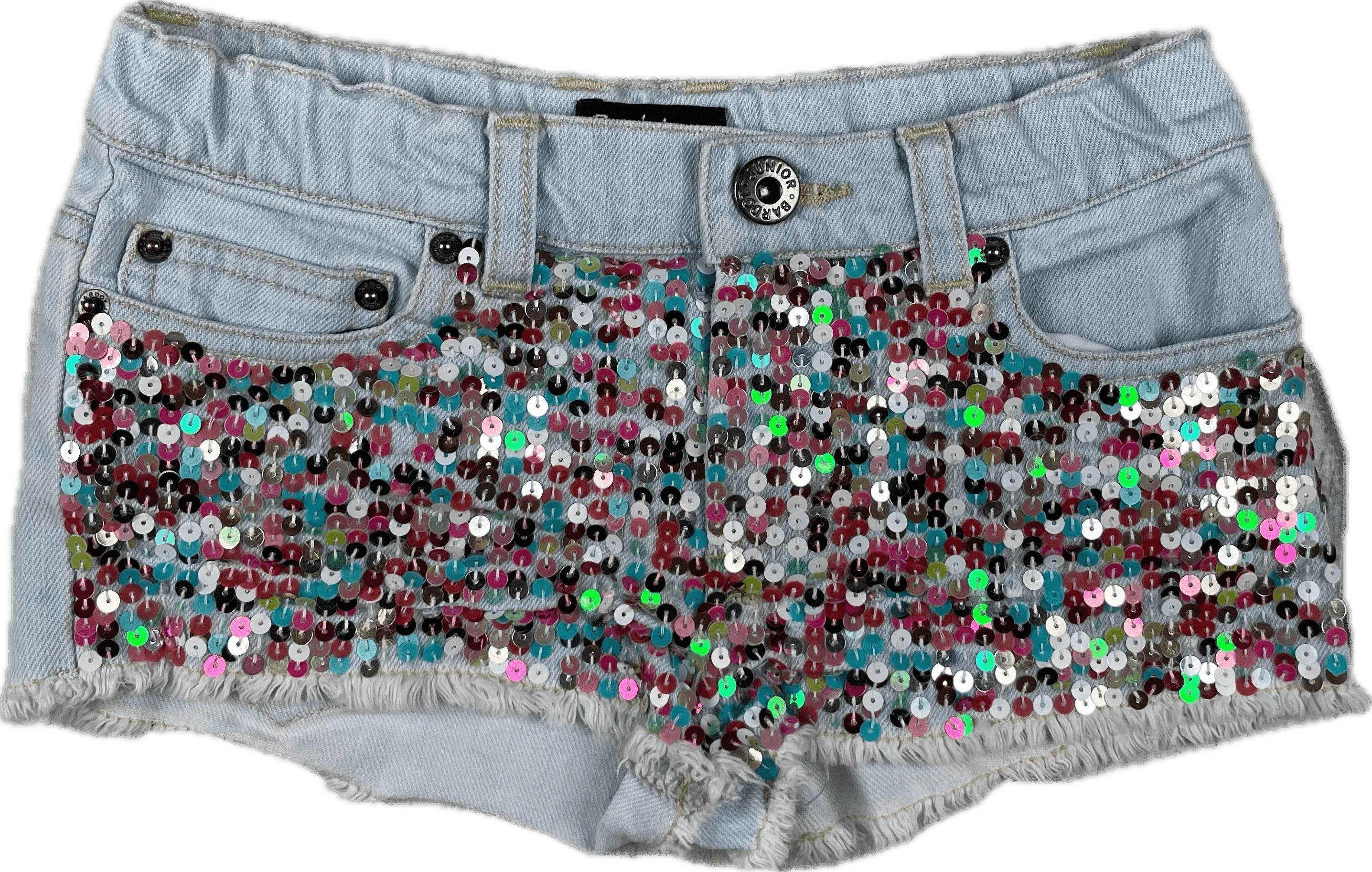 Girls Bardot Junior Sequinned Front Denim Shorts - Size 4 Years