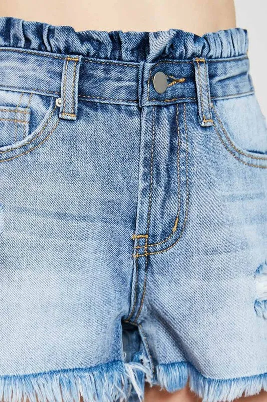 Girls Distressed Denim Shorts