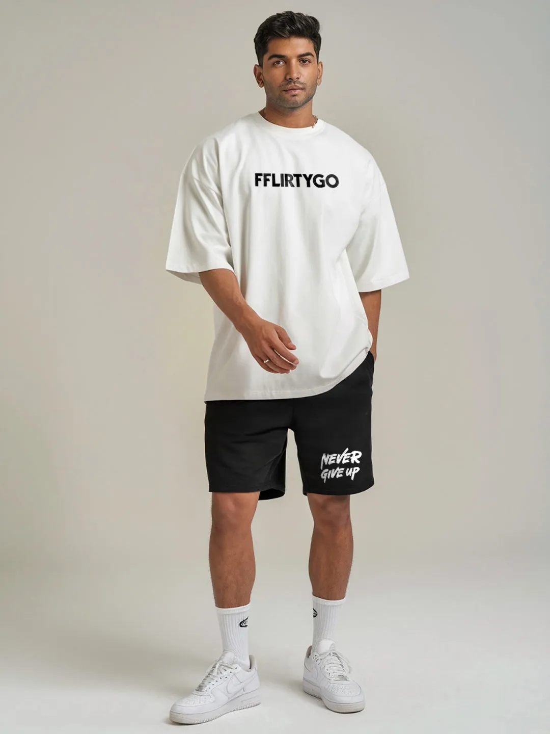 Never Give Up Cotton Mens Shorts