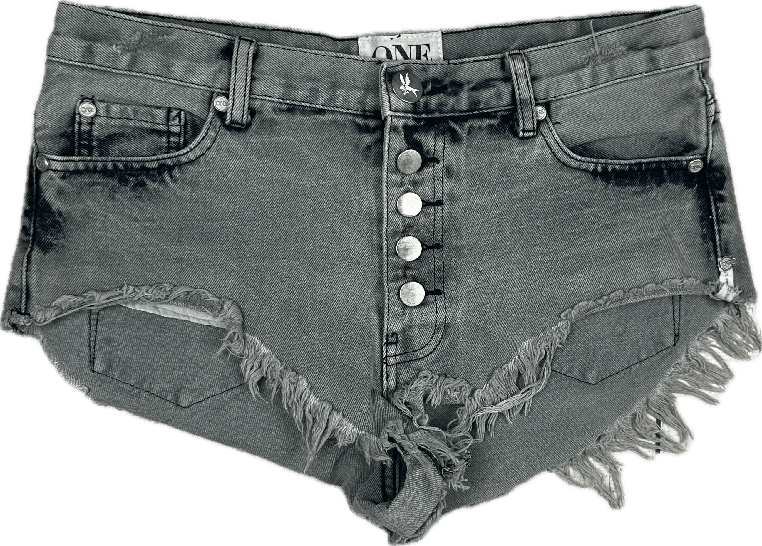 One Teaspoon 'Rollers' Exposed Button Fly Denim Shorts  - Size 27"