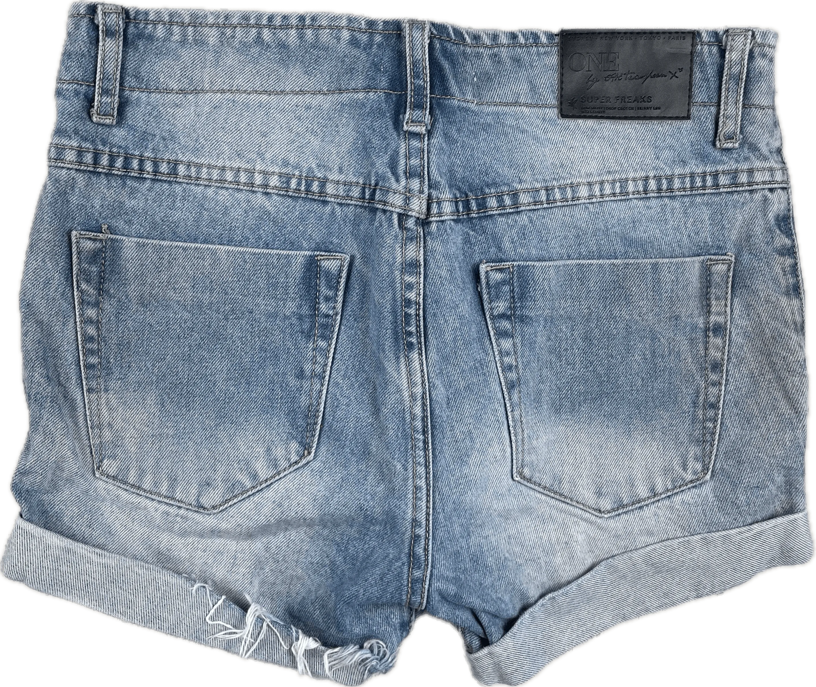 One Teaspoon 'Super Freaks' Lace Up Front Denim Shorts  - Size 27"