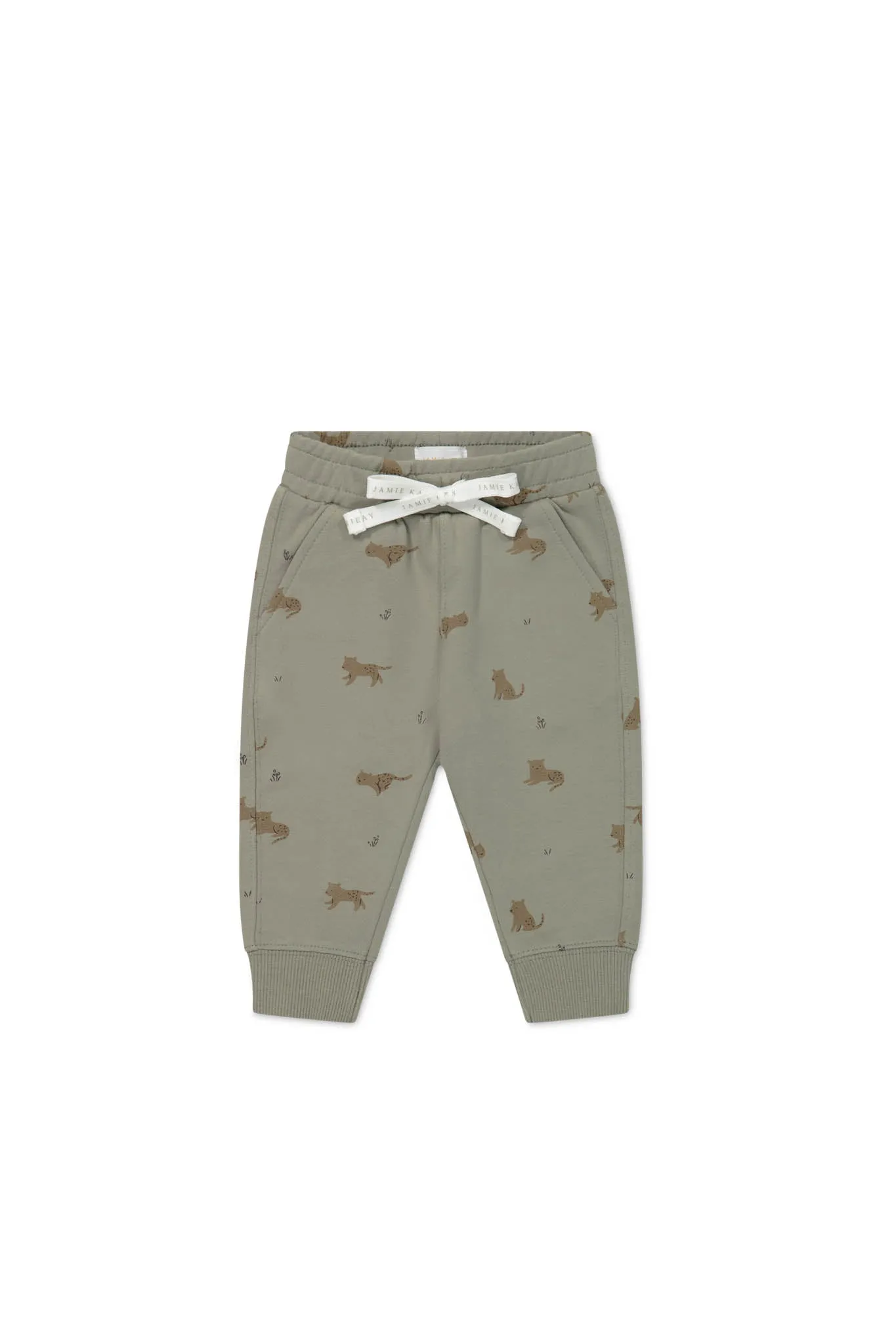 Organic Cotton Jalen Track Pant - Lenny Leopard Sage