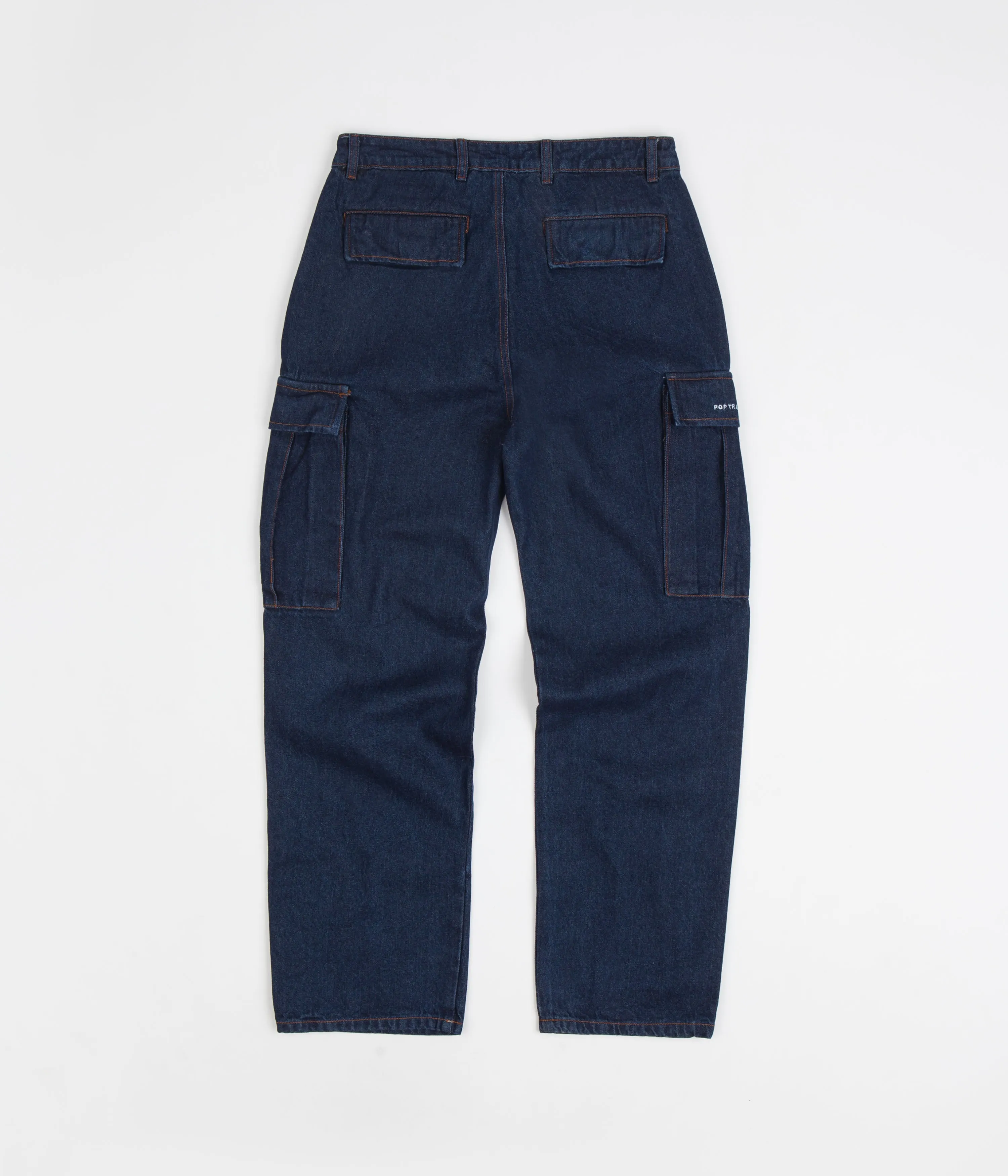 Pop Trading Company Denim Cargo Pants - Dark Stonewash
