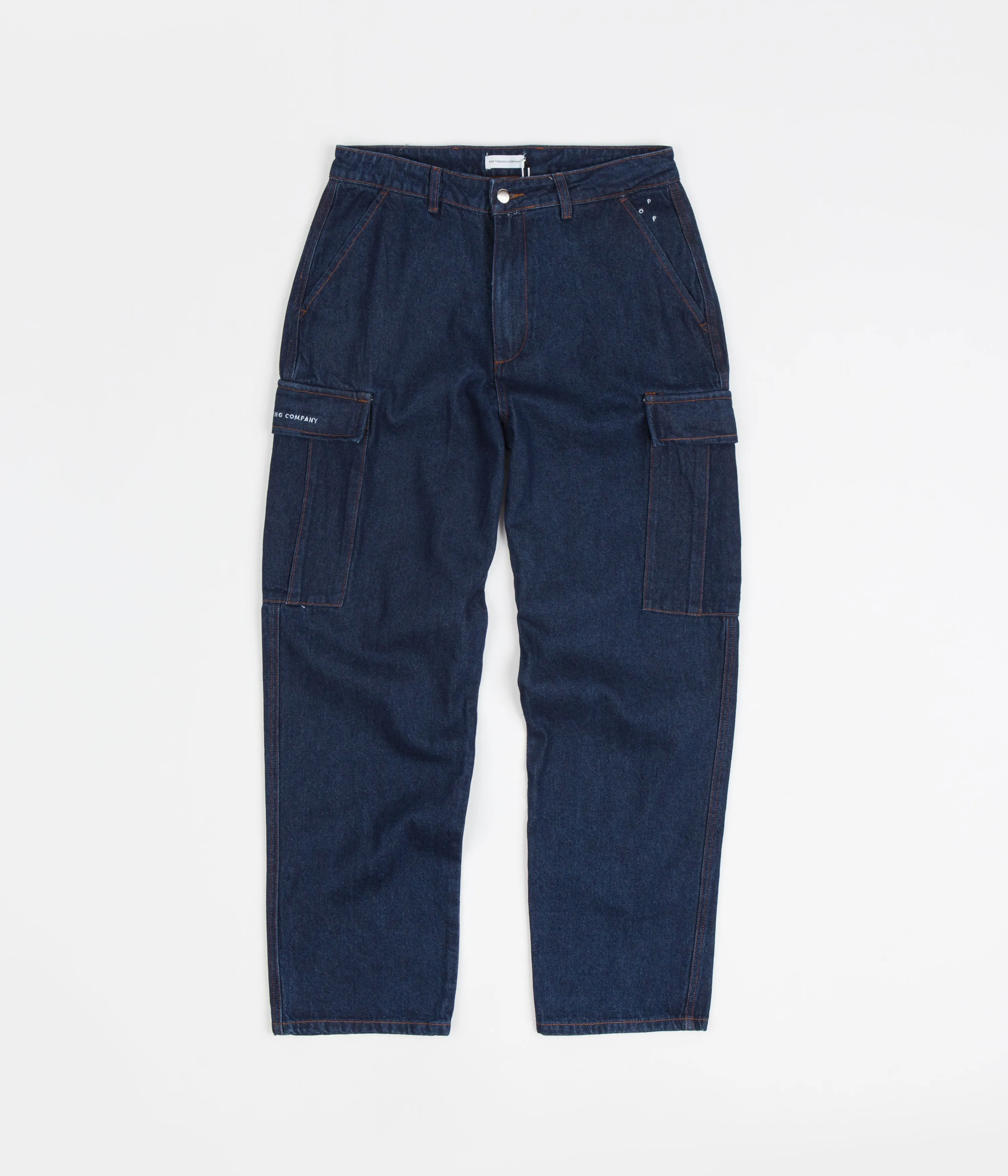 Pop Trading Company Denim Cargo Pants - Dark Stonewash