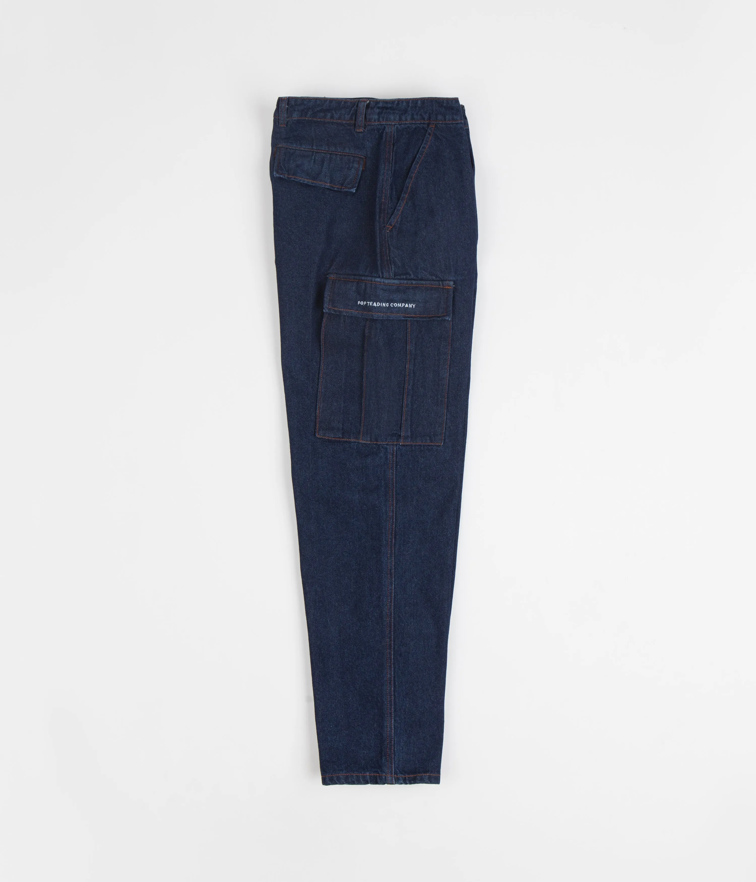 Pop Trading Company Denim Cargo Pants - Dark Stonewash
