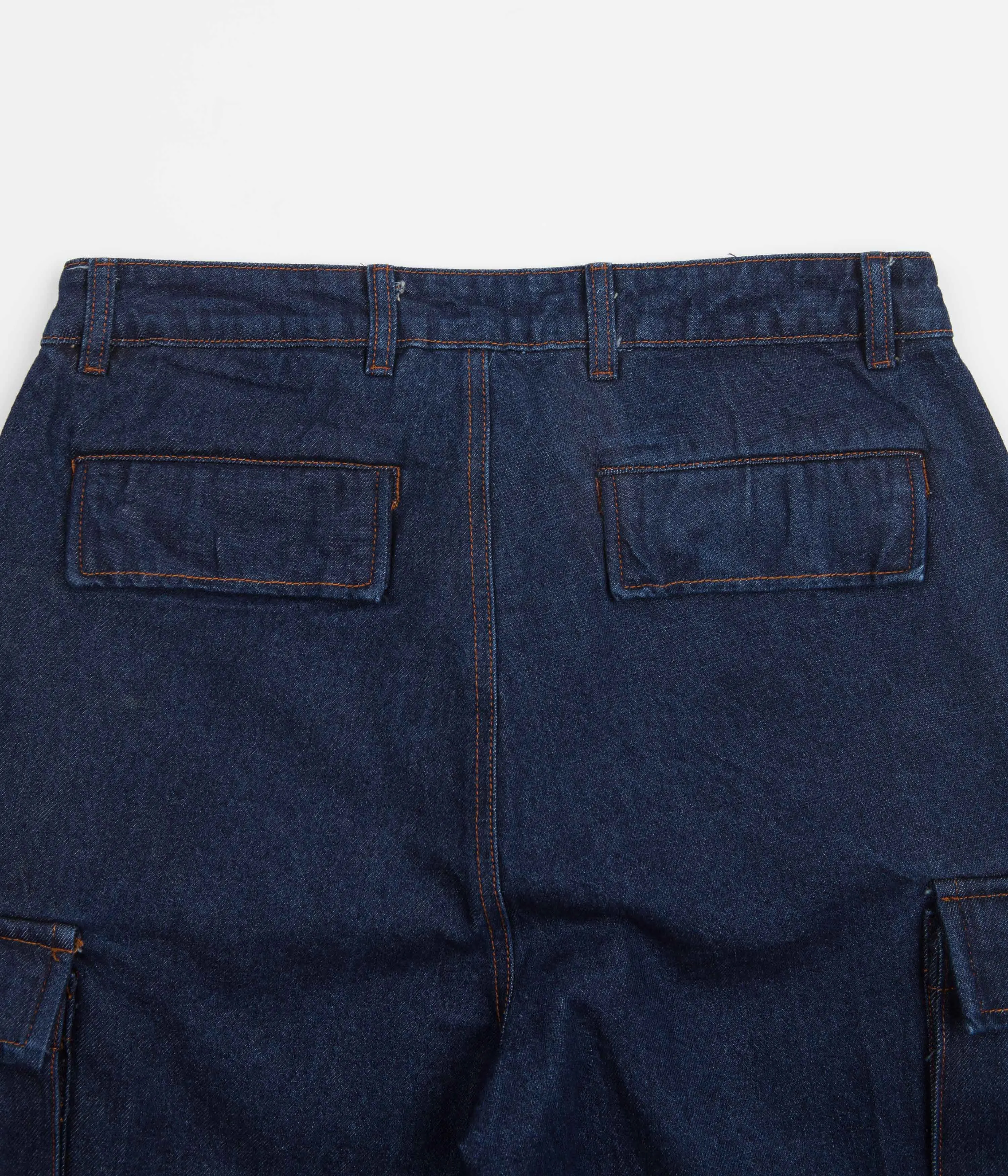 Pop Trading Company Denim Cargo Pants - Dark Stonewash