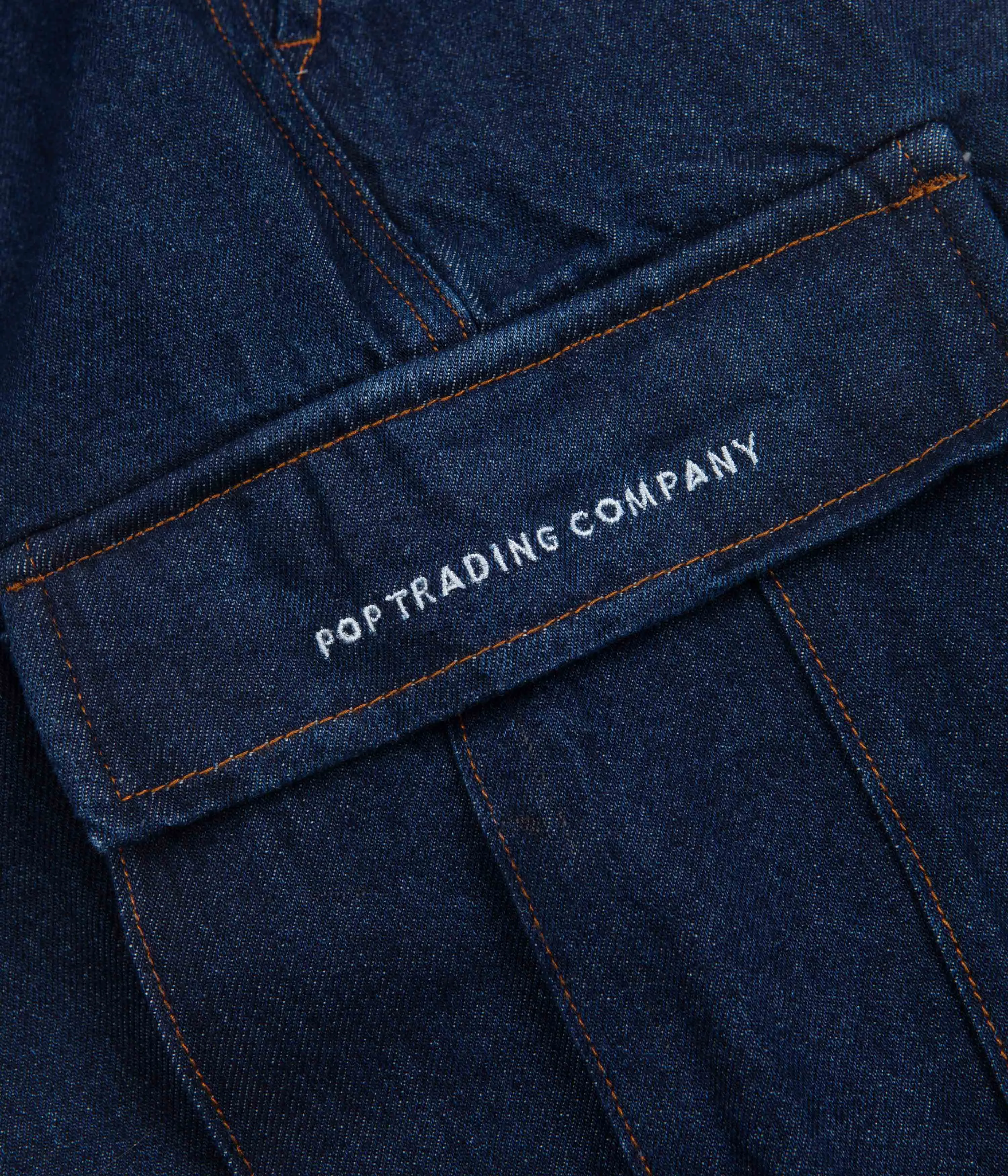 Pop Trading Company Denim Cargo Pants - Dark Stonewash