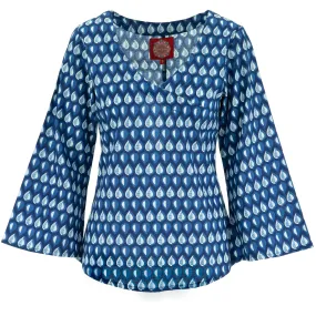 Wrap Top with Bell Sleeve - Tear Drop